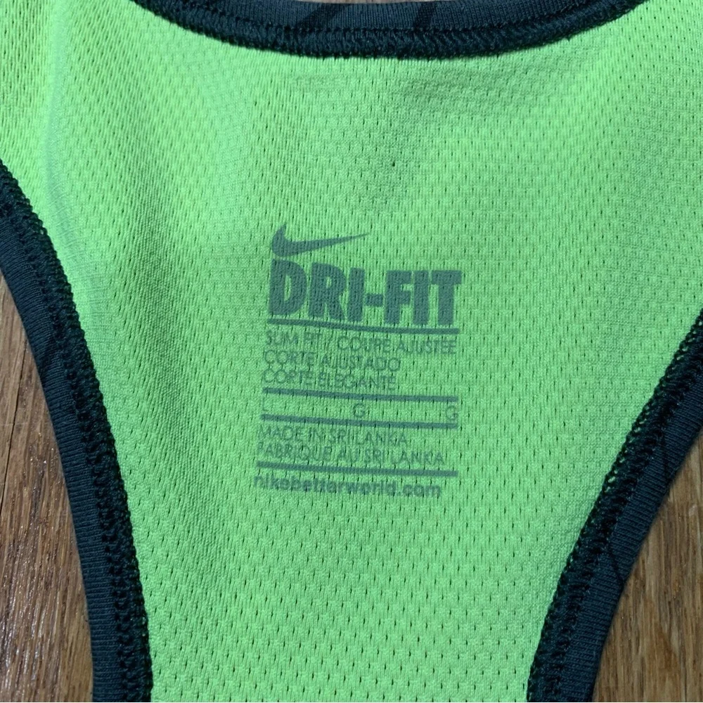 Nike Dri-FIT Slim Fit Racerback Tank Charcoal Black Triangle Neon Yellow L - Picture 5 of 5